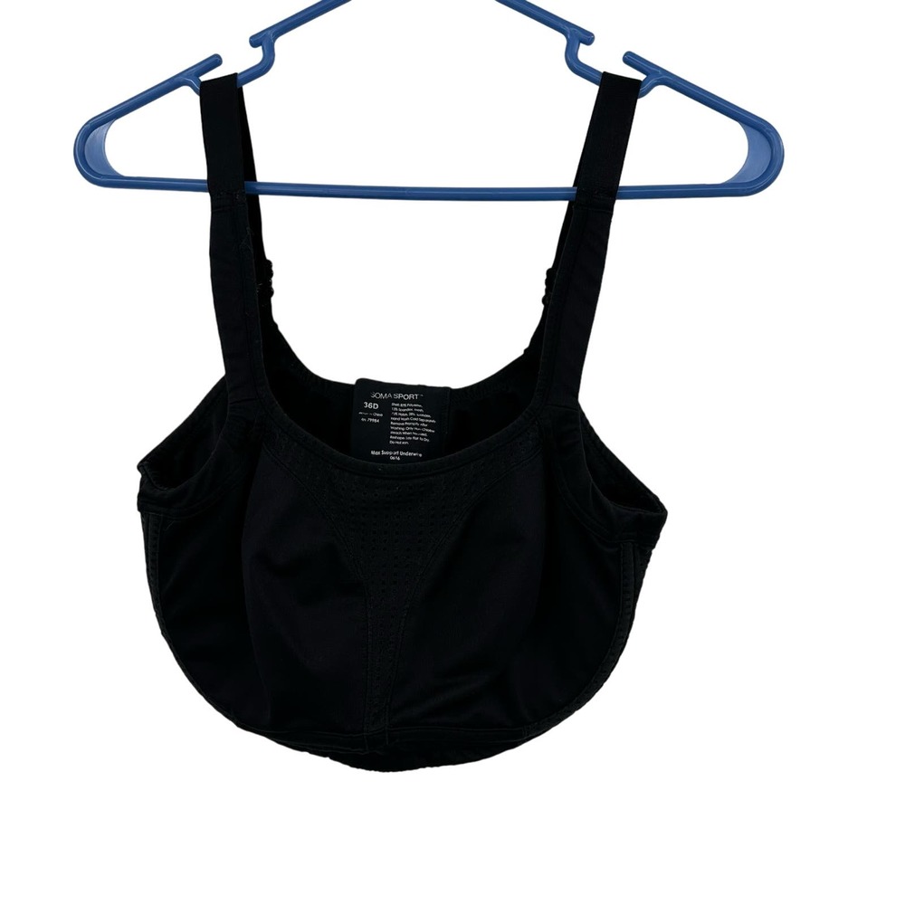 Soma Sport size 36D black‎ sports bra Max Support Underwire hook and eye closure